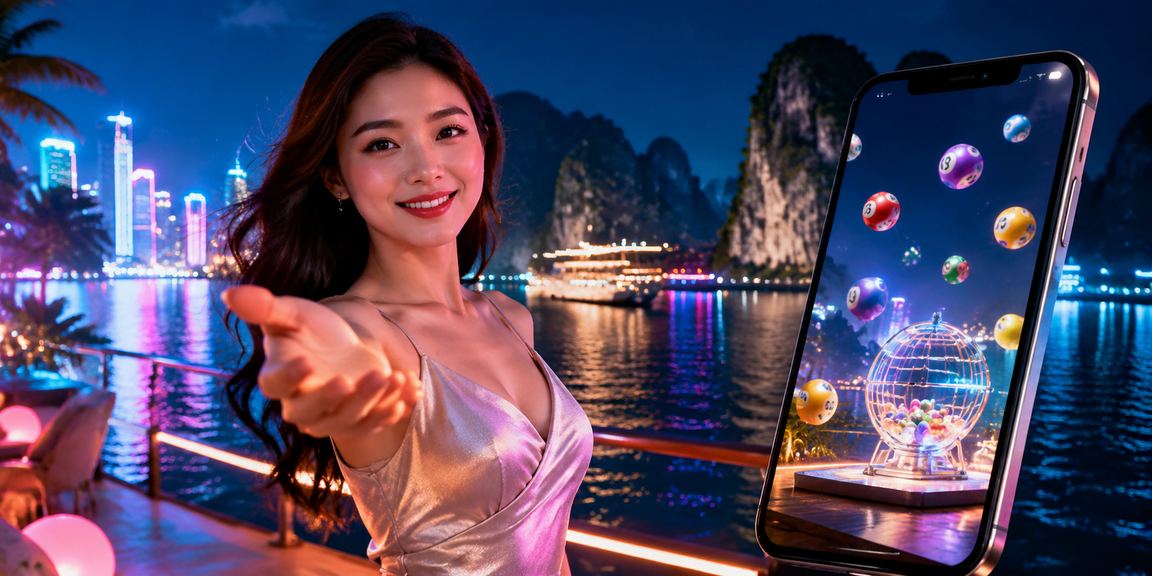 Khung cảnh vịnh Hạ Long về đêm với ánh sáng rực rỡ của xổ số và cá cược